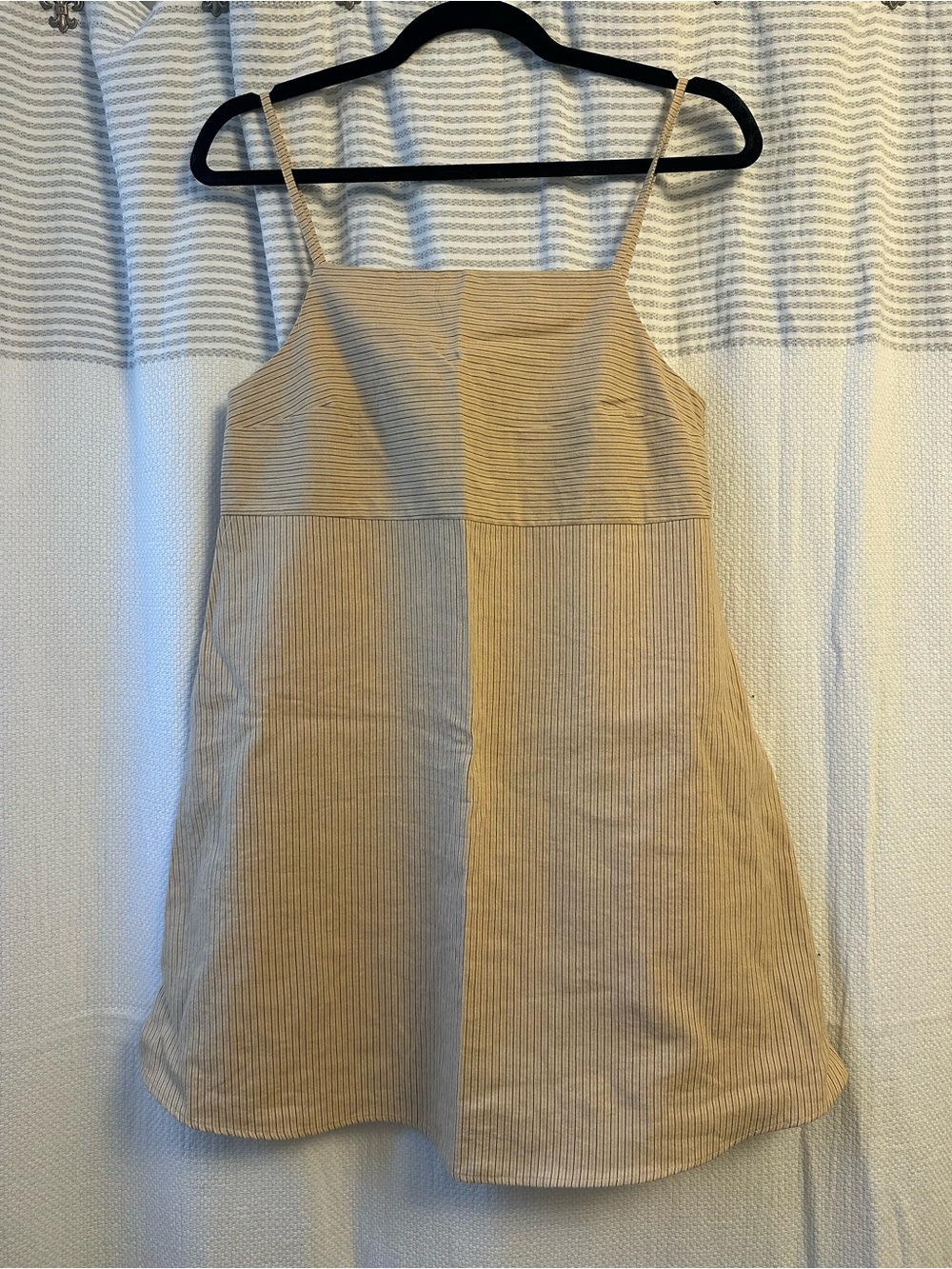 Zara Beige Striped Spaghetti Strap Mini Dress